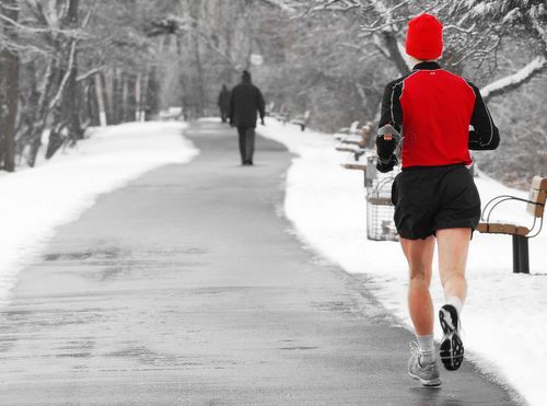 running in the snow