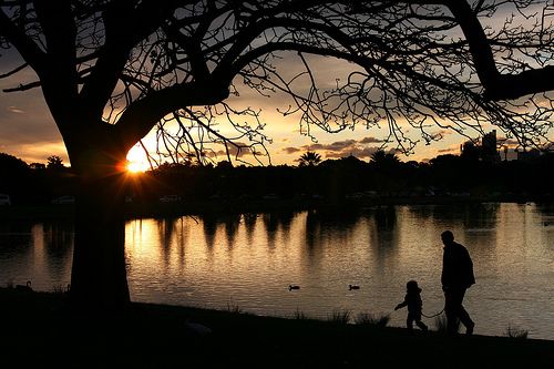 father child sunset