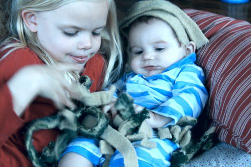 kids with wool