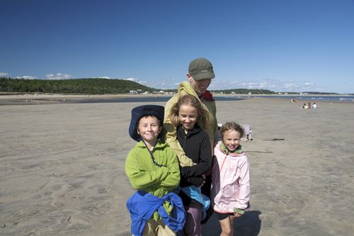 family on beach