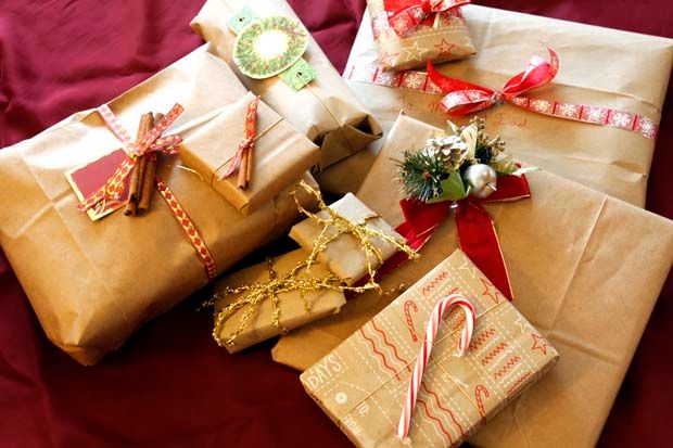 Brown paper packages tied up with string