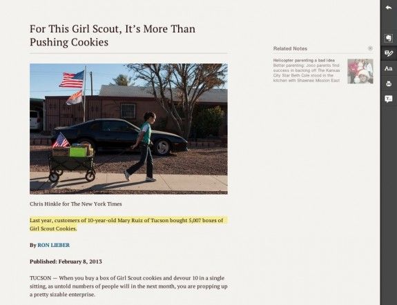 The New York Times using Clearly - highlight tool