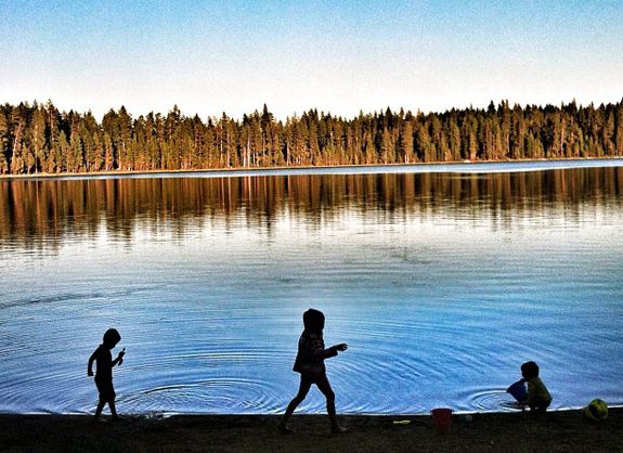 kids at the lake