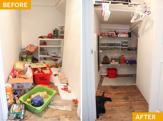 Narnia, our play closet—before and after