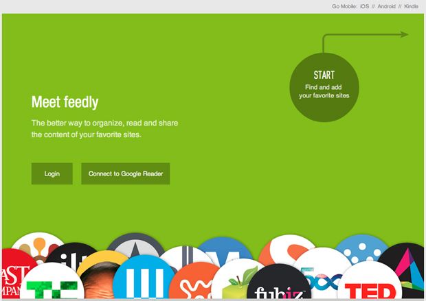 feedly login screen