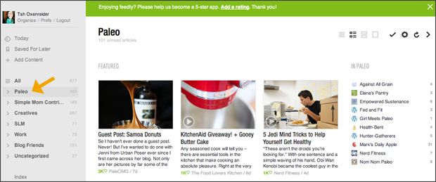 feedly paleo folder