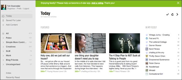 feedly today screen