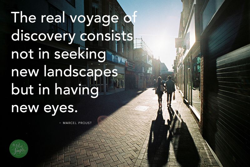 The real voyage of discovery consists  not in seeking  new landscapes  but in having  new eyes. -Marcel Proust
