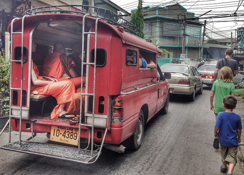 monks in trucks