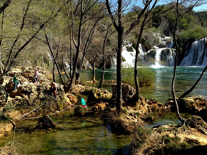 playing in the falls