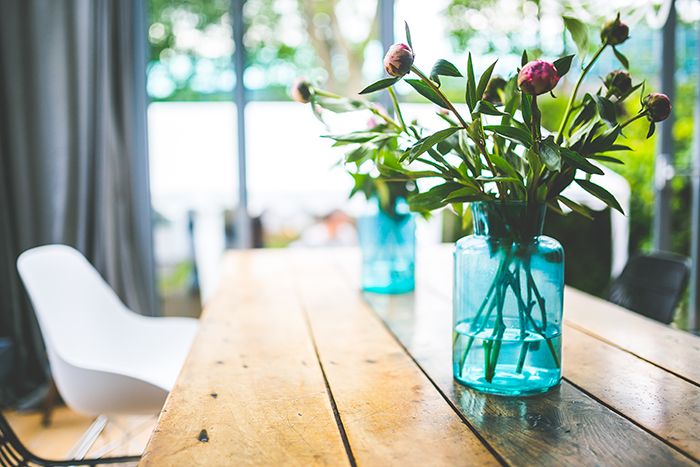 peonies in a jar