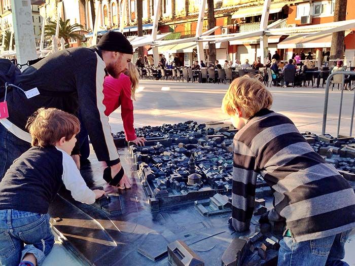 Looking at the city map in Split, Croatia