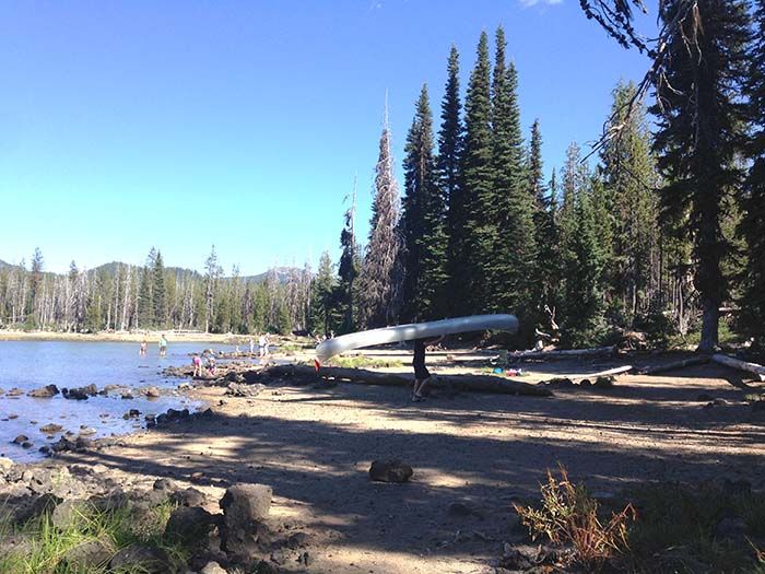 Canoeing at the lake in Oregon