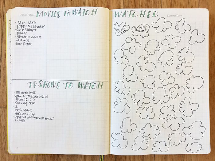 bullet journal movies